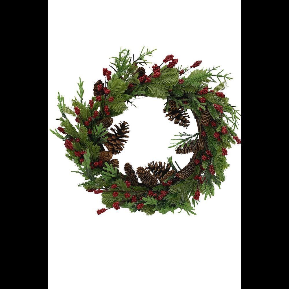 Wicker Park 24" Unlit Berry & Pinecone Wreath Red Berries